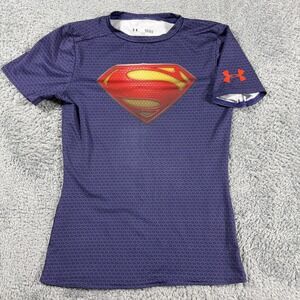 Under Armour Superman HeatGear Fitted Shirt Youth Large Performance DC Heroes